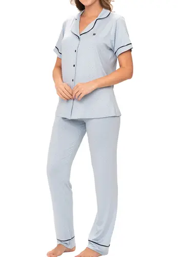 Pijama Feminino Longo com Abertura Podiun 235119