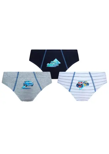 Kit com 3 Cuecas Infantil Slip Carros 175-089