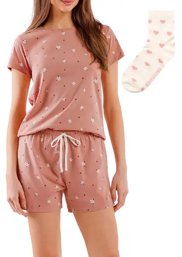 Pijama Feminino Curto + Meia Cor com Amor 2010663