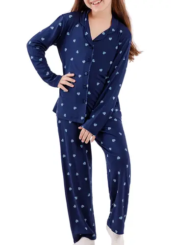 Pijama Infantil Menina Longo com Abertura Cor com Amor 2050100