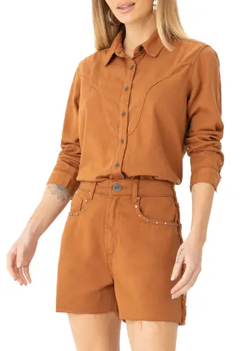 Look Camisa Feminina Ampla Enfim 1000126052 + Shorts Feminino Mom Enfim 1000127985