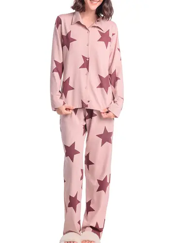 Pijama Feminino Longo com Abertura Espaço Pijama 4010336