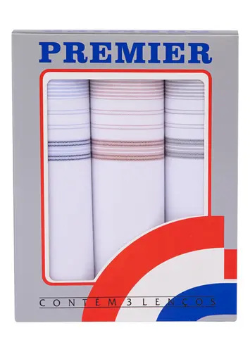 Kit com 3 Lenços de Bolso Masculino Premier 1352