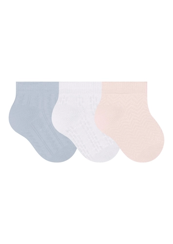 Kit 3 Pares de Meias Bebê Cano Curto Selene 1150-001 loading=