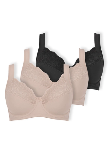 Kit com 3 Sutiãs com Aro e sem Bojo Dilady 123410