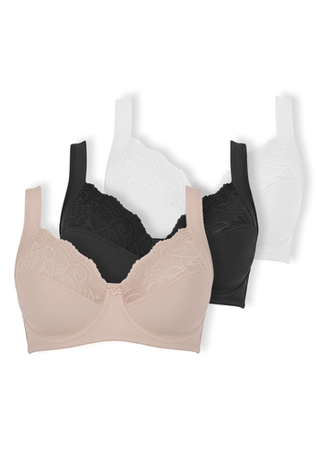 Kit com 3 Sutiãs com Aro e sem Bojo Dilady 123410
