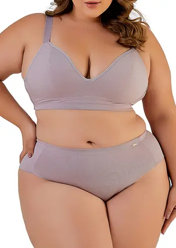 Look Sutiã sem Aro com Bojo Love Secret 813104 Plus Size + Calcinha Alta Love Secret 813204 Plus Size