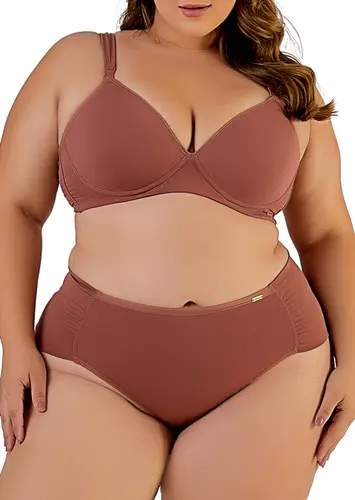 Look Sutiã com Aro e Bojo Love Secret 813101 Plus Size + Calcinha Alta Love Secret 813201 Plus Size