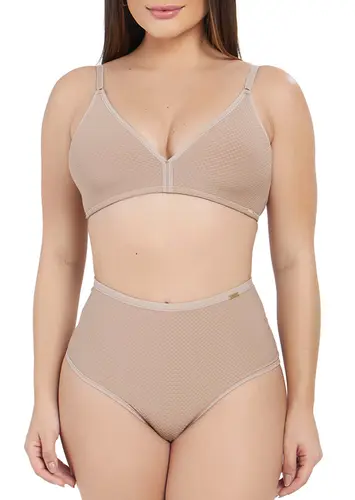 Look Sutiã sem Aro e sem Bojo Dilady 203100 + Calcinha Alta Dilady 203201
