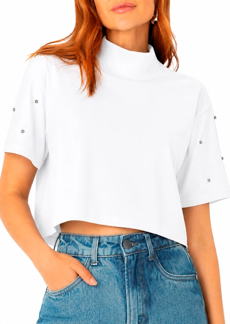 Camiseta Feminina Cropped Enfim 1000127042