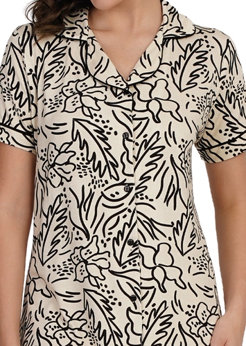 Camisola Feminina Curta com Abertura Podiun 256136