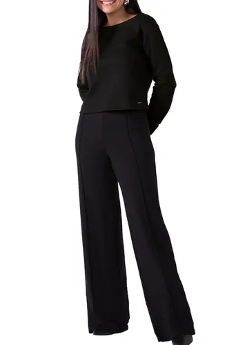 Look Blusa Feminina Marialícia 183866 + Calça Feminina Pantalona Marialícia 183909