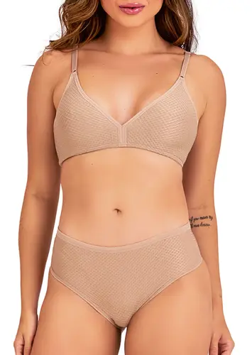 Look Sutiã sem Aro e sem Bojo Dilady 203100 + Calcinha Biquíni Dilady 203200