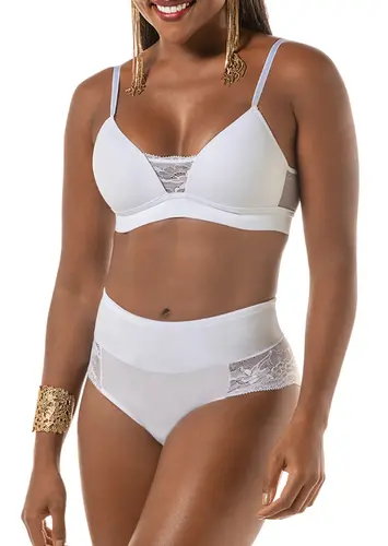 Look Sutiã sem Aro com Bojo Aubade Demillus 63498 Taça B + Calcinha Hot Pants Aubade Demillus 57488
