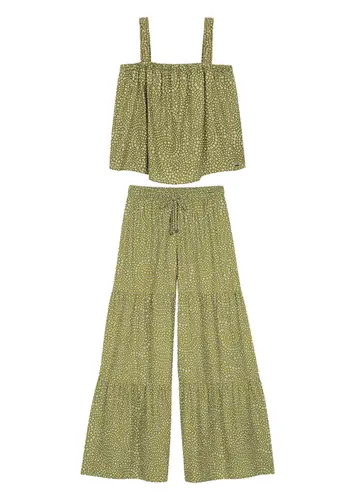 Look Blusa Feminina Regata Marialicia 184065 + Calça Feminina Pantalona Marialicia 184051