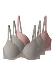 Kit com 3 Sutiãs com Aro e Bojo Liz 51381 Taça B