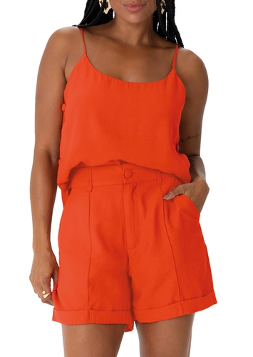 Look Blusa Feminina Regata Ampla Enfim 1000129518 + Bermuda Feminina Alfaiataria Enfim 1000129520