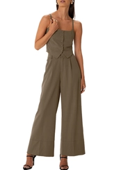 Look Colete Feminino Enfim 1000127150 + Calça Feminina Wide Leg Cropped Enfim 1000129371