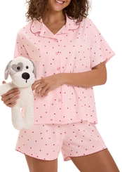 Pijama Feminino Curto com Abertura Cor com Amor 2010988