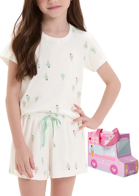 Pijama Infantil Menina Curto Cor com Amor 2050117