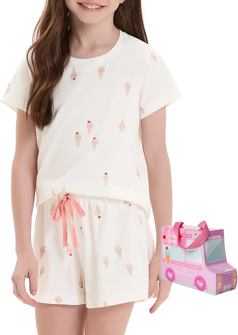 Pijama Infantil Menina Curto Cor com Amor 2050119