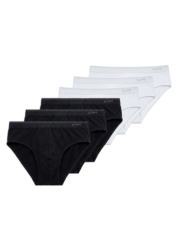 Kit com 6 Cuecas Slip Lupo 485-003