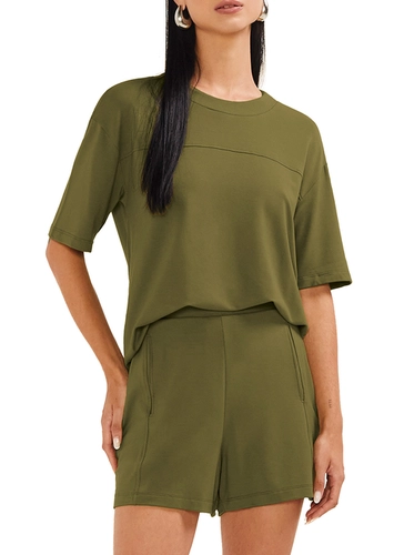 Look Blusa Feminina Marialicia 184217 + Shorts Feminino Marialicia 184283