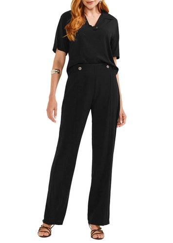 Look Blusa Feminina Marialicia 184227 + Calça Feminina Reta Marialicia 184307