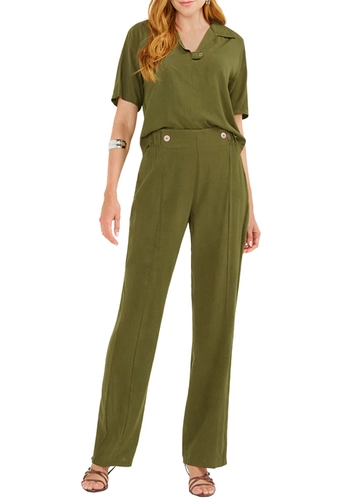 Look Blusa Feminina Marialicia 184227 + Calça Feminina Reta Marialicia 184307