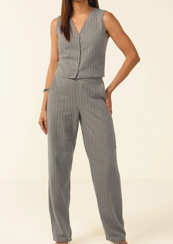 Look Colete Feminino Alfaiataria Marialicia 184465 + Calça Feminina Alfaiataria Marialicia 184478