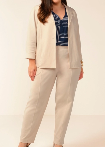 Look Blazer Feminino Marialicia 184567 + Calça Feminina Reta Marialicia 184479