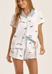 Pijama Feminino Curto com Abertura Cor com Amor 2011393