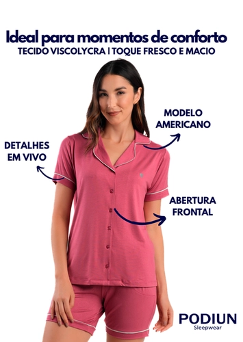 Pijama Feminino Curto com Abertura Podiun 275054